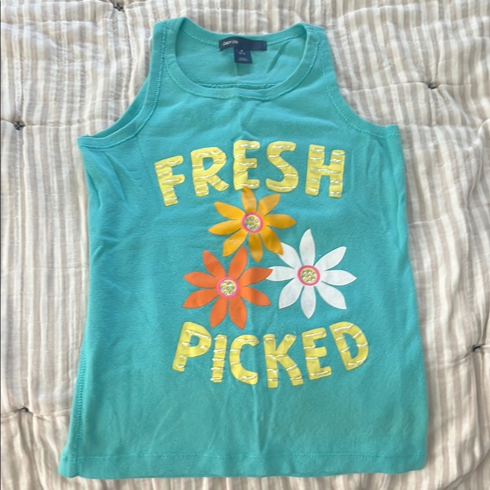 GAP Kids Tank Top - Teal with Yellow, Orange, and White